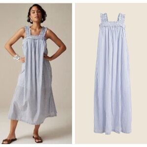 J.Crew Cotton voile ruffle-trim shift dress in stripe NEW size small NWT